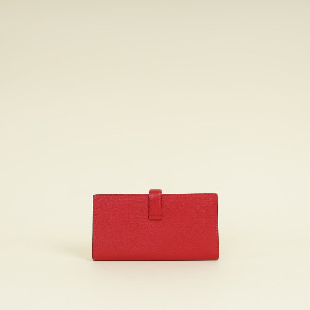 Hermes Rouge Grenate Mysore Goatskin Bearn Wallet