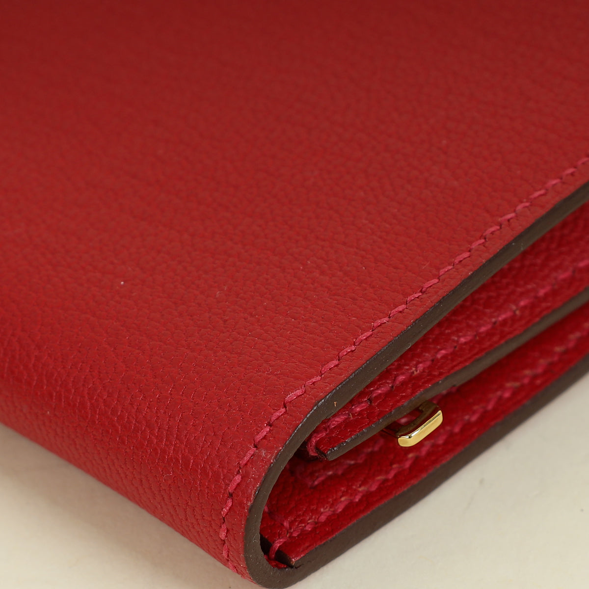 Hermes Rouge Grenate Mysore Goatskin Bearn Wallet