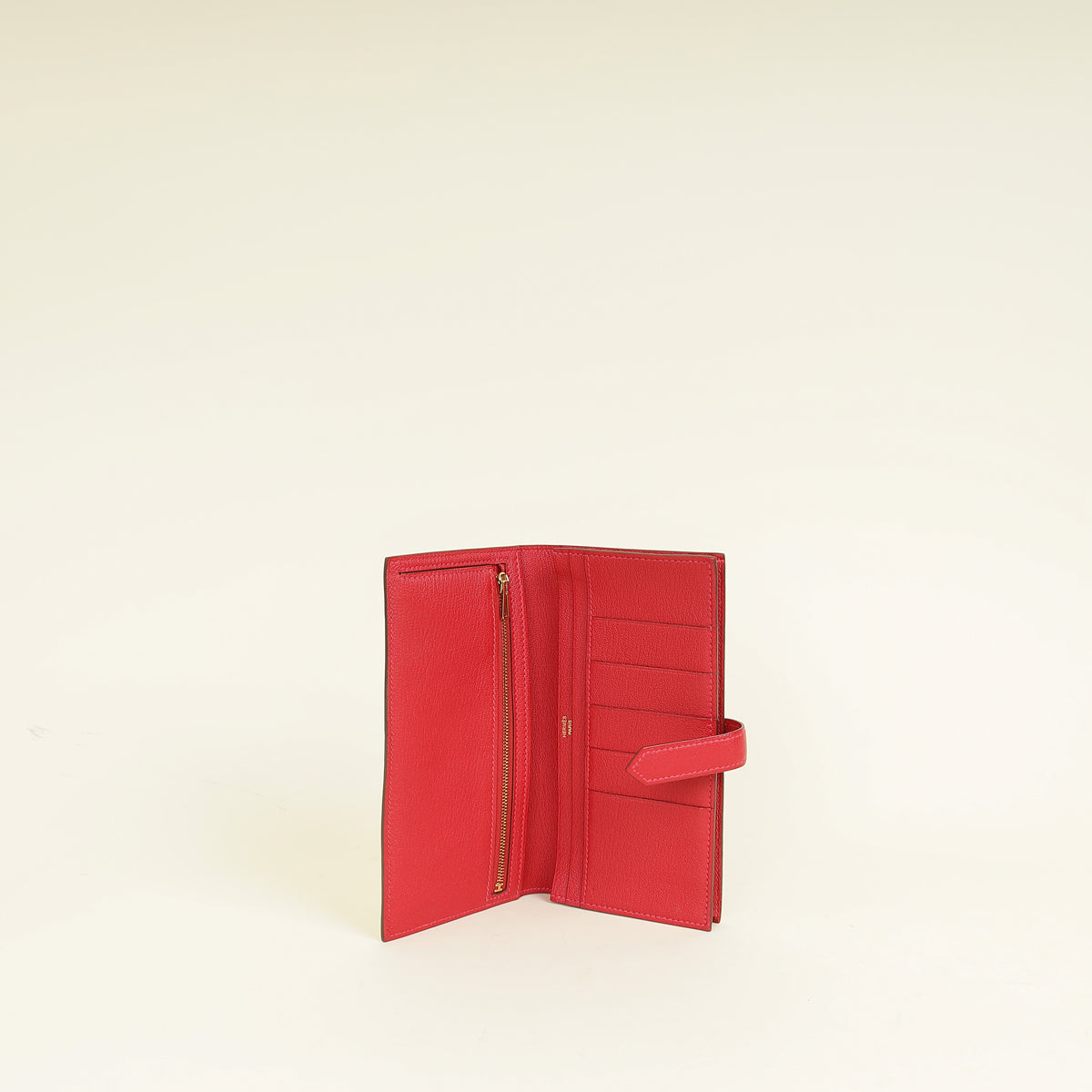 Hermes Rouge Grenate Mysore Goatskin Bearn Wallet
