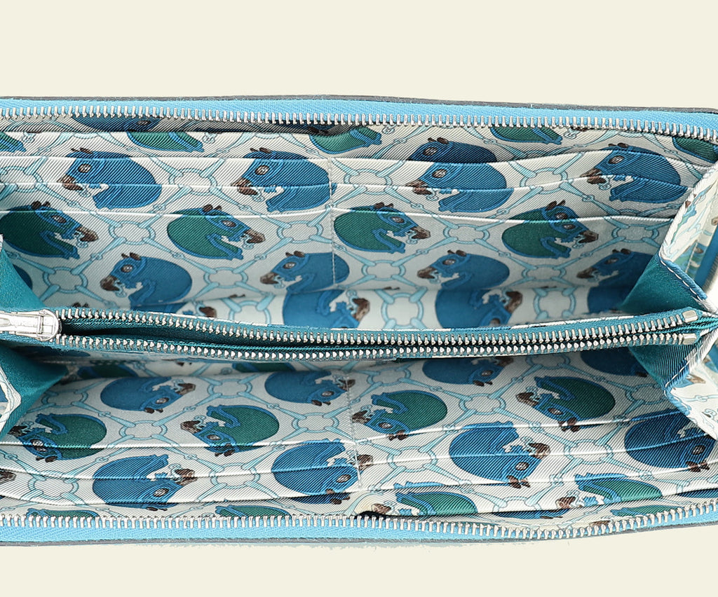 Hermes Bleu Zanzibar Silk'In Classique Long Wallet