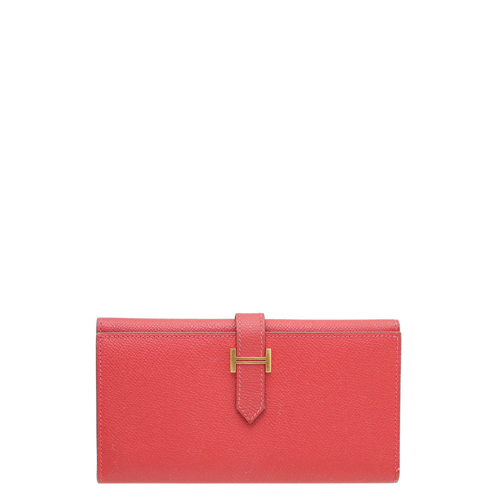 Hermes Rouge Casaque Bearn Wallet