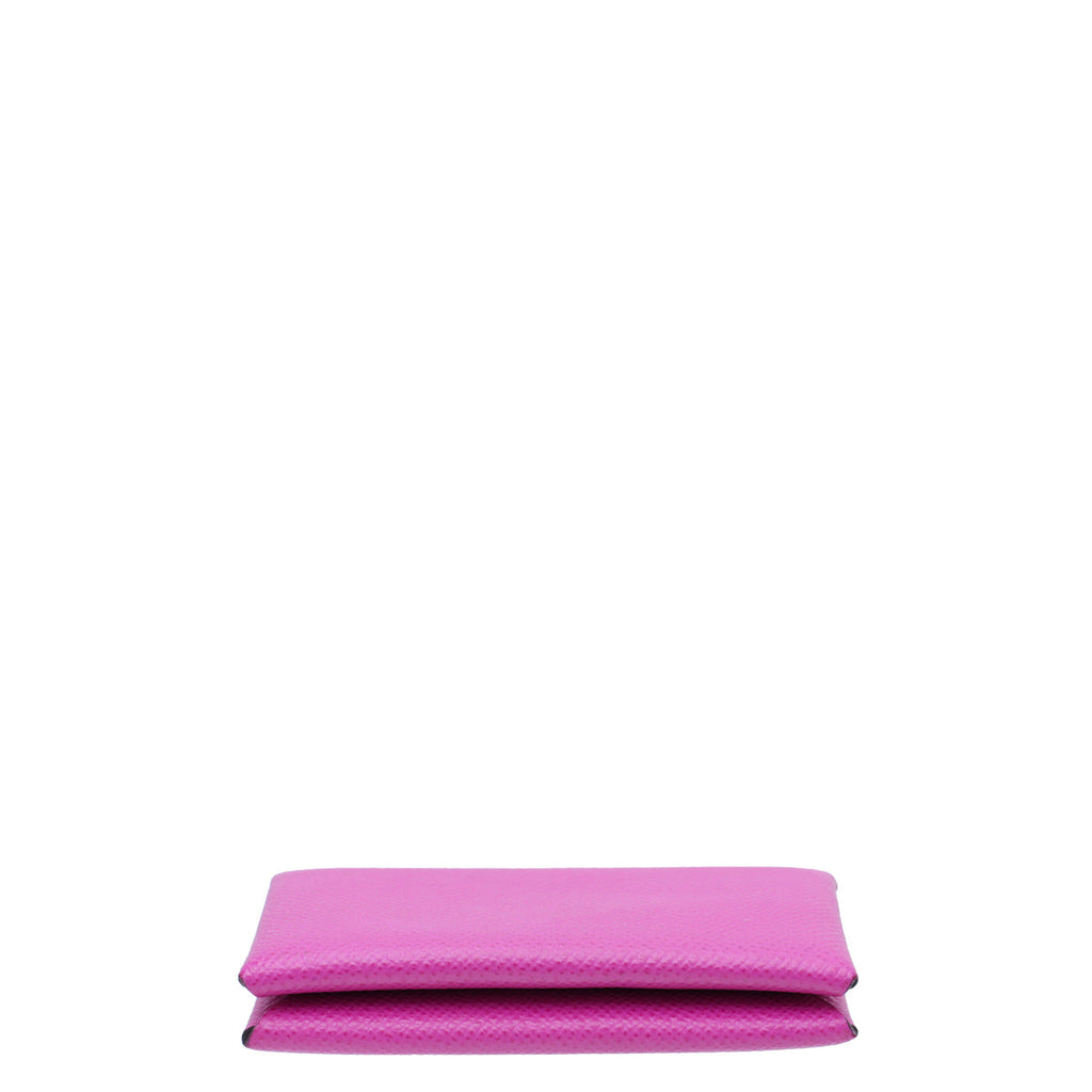 Hermes Rose Pourpre Calvi Card Holder