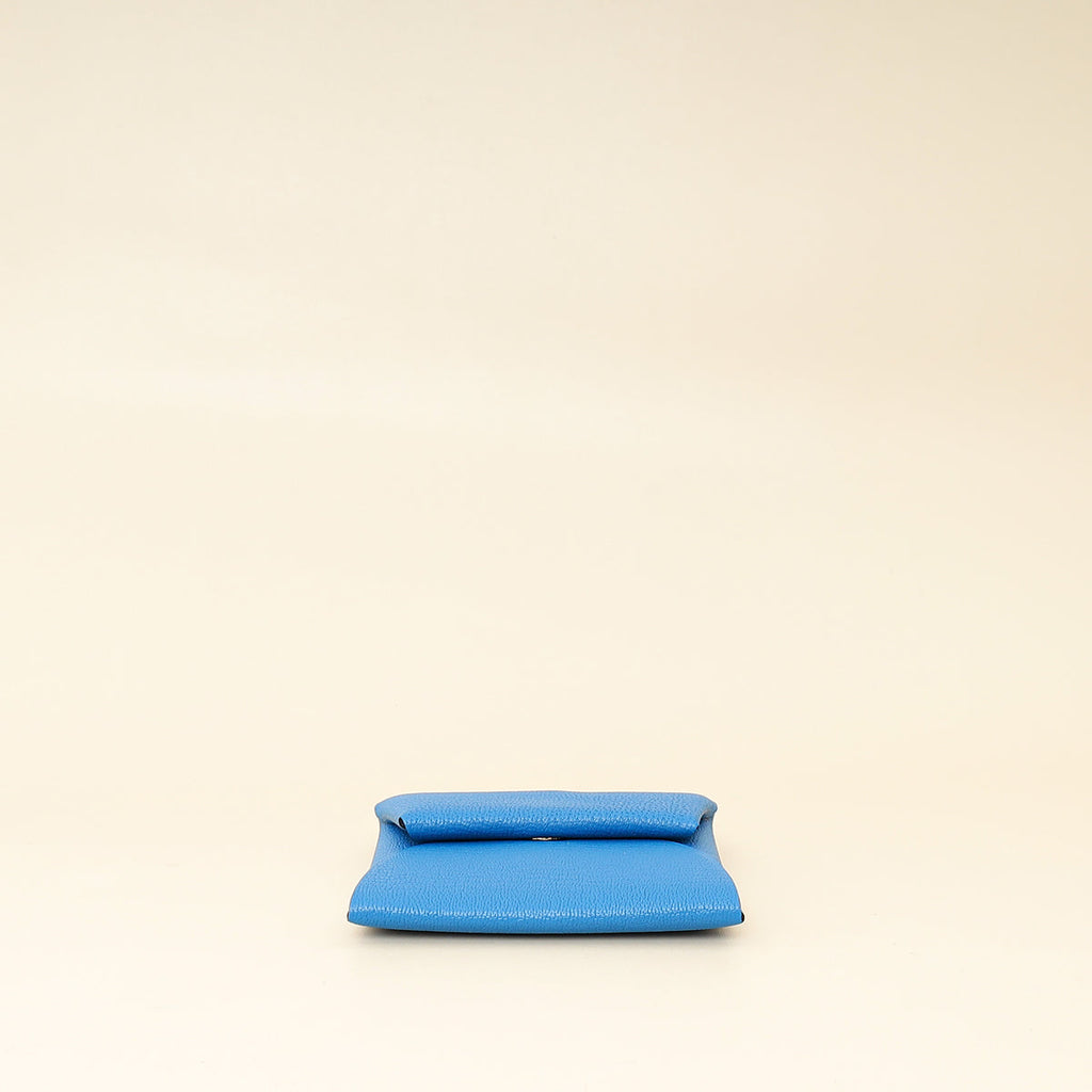 Hermes Bleu Hydra Mysore Goatskin Bastia Change Purse