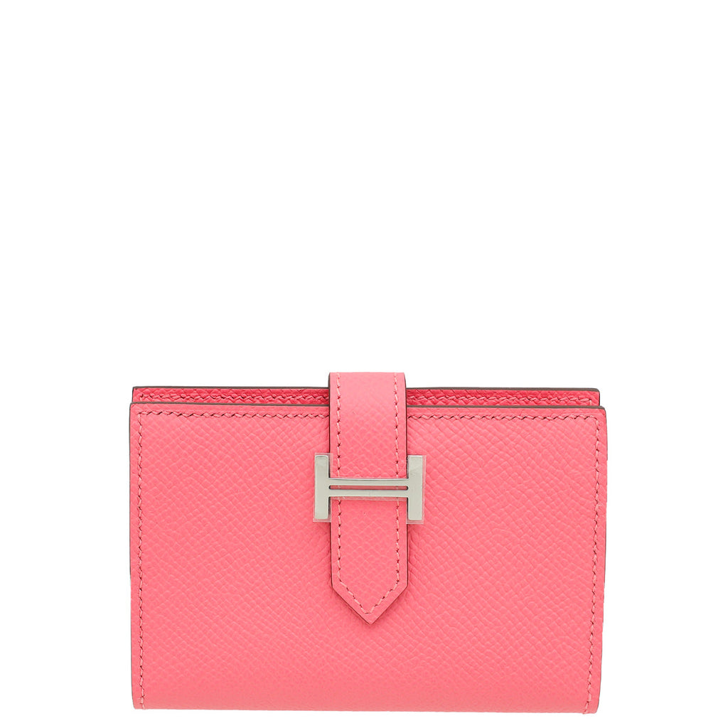 Hermes Rose Azalee Bearn Card Holder Wallet