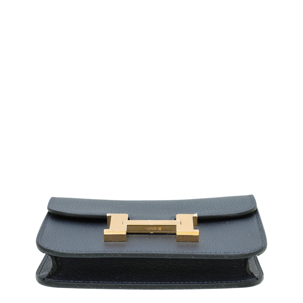Hermes Blue Abysse Evercolor Constance Slim Wallet