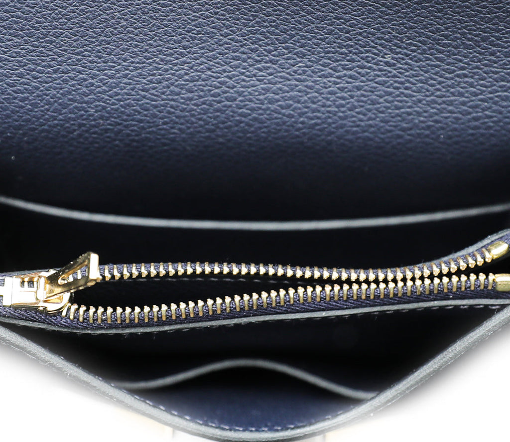 Hermes Blue Abysse Evercolor Constance Slim Wallet