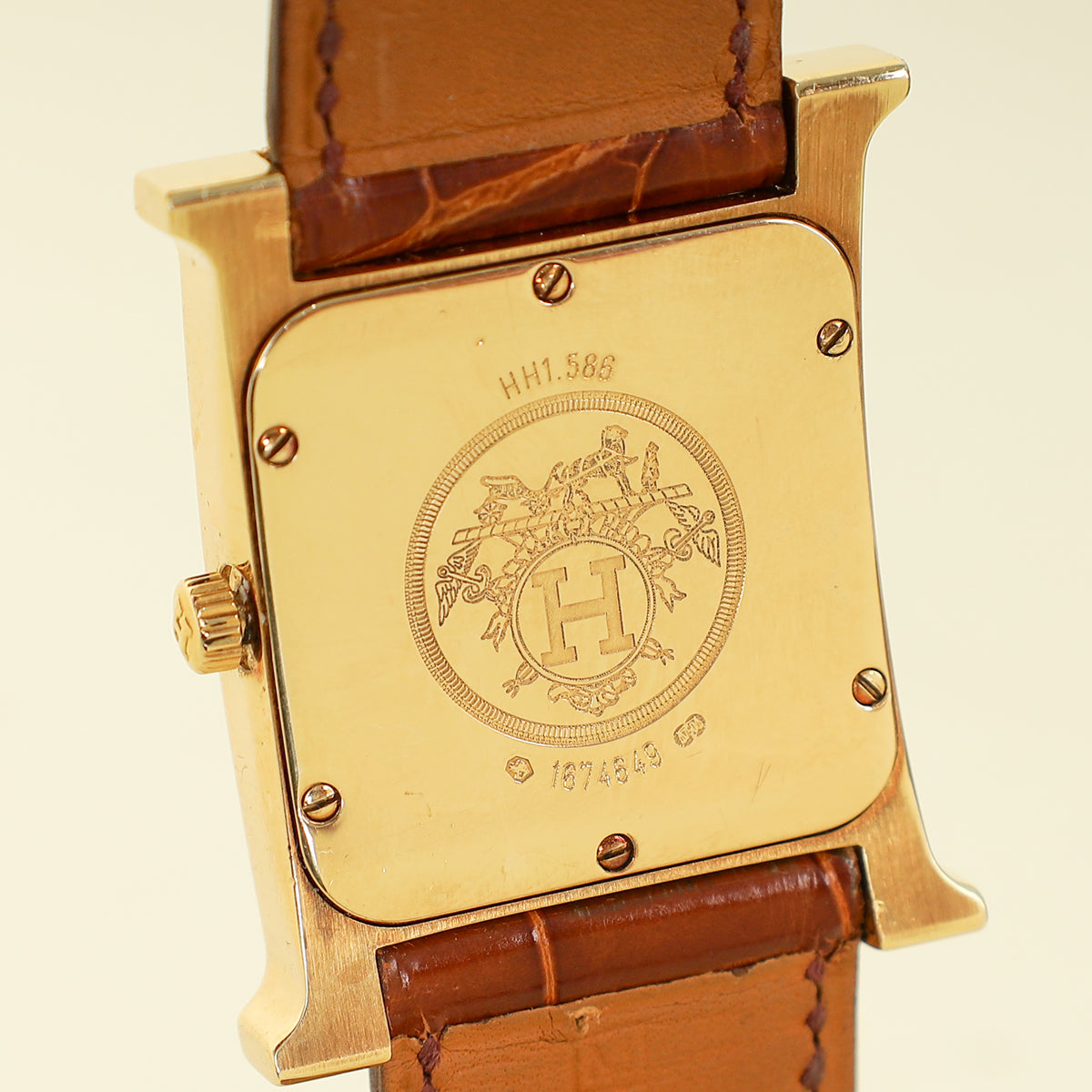 Hermes Gold Diamond Heure Quartz Movement Medium Model, 30 mm H Watch