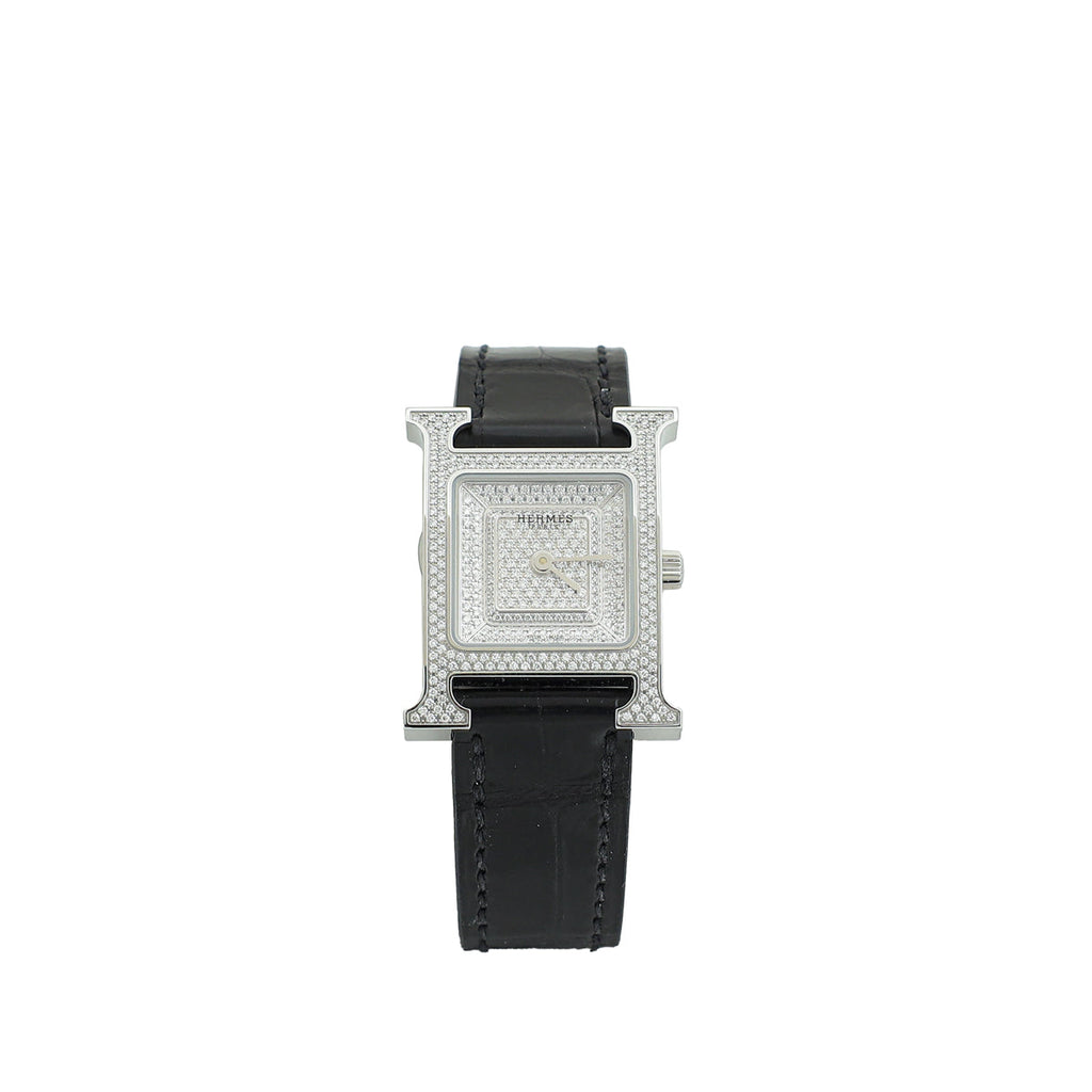 Hermes Stainless Steel Heure H Diamond, Small model, 25 mm Quartz Watch