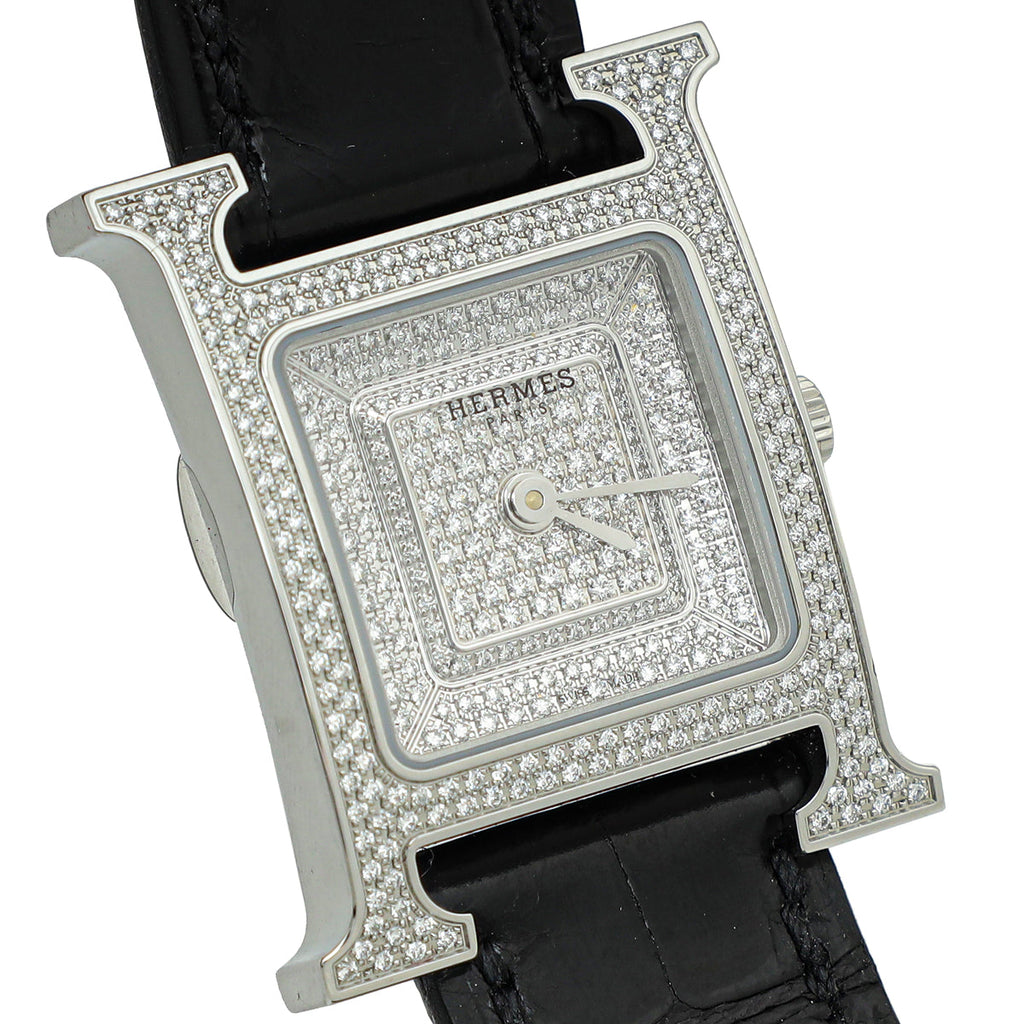 Hermes Stainless Steel Heure H Diamond, Small model, 25 mm Quartz Watch