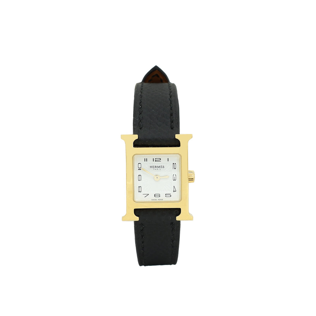 Hermes 18K Yellow Gold Steel Heure H Mini Model 17mm Watch