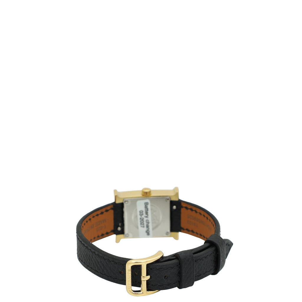 Hermes 18K Yellow Gold Steel Heure H Mini Model 17mm Watch