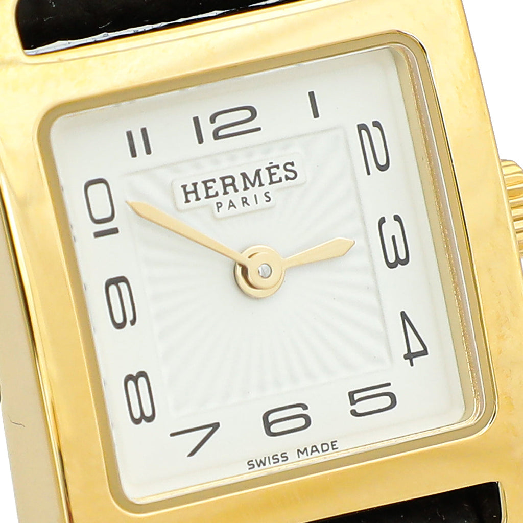 Hermes 18K Yellow Gold Steel Heure H Mini Model 17mm Watch