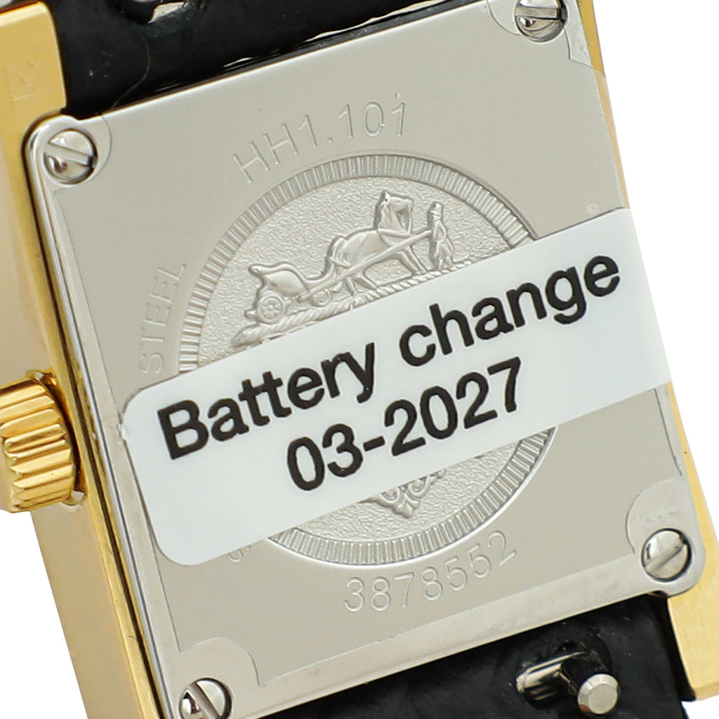 Hermes 18K Yellow Gold Steel Heure H Mini Model 17mm Watch