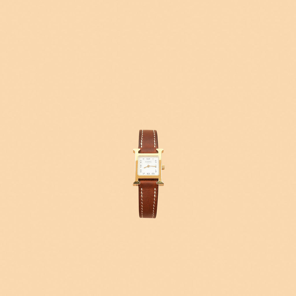 Hermes Yellow Gold Plated Heure H Mini Model 21mm Quartz Watch