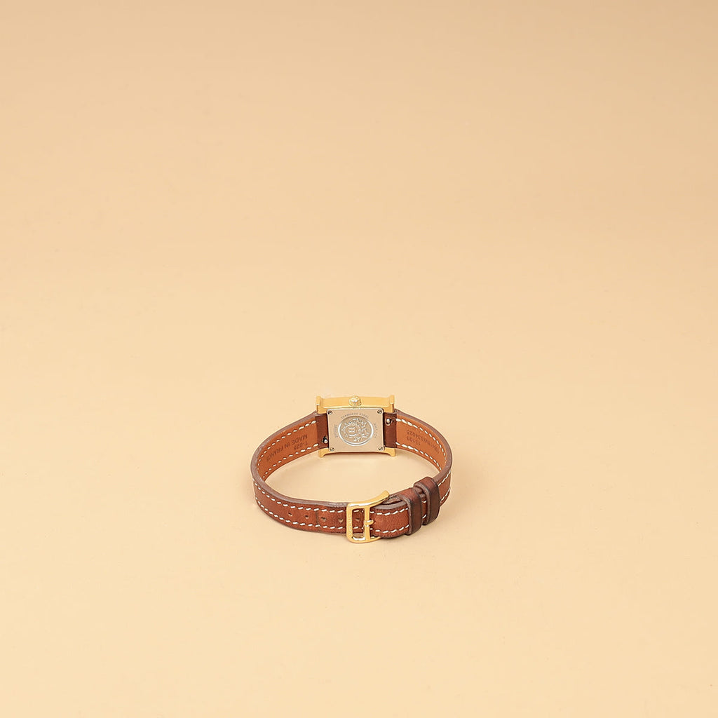 Hermes Yellow Gold Plated Heure H Mini Model 21mm Quartz Watch