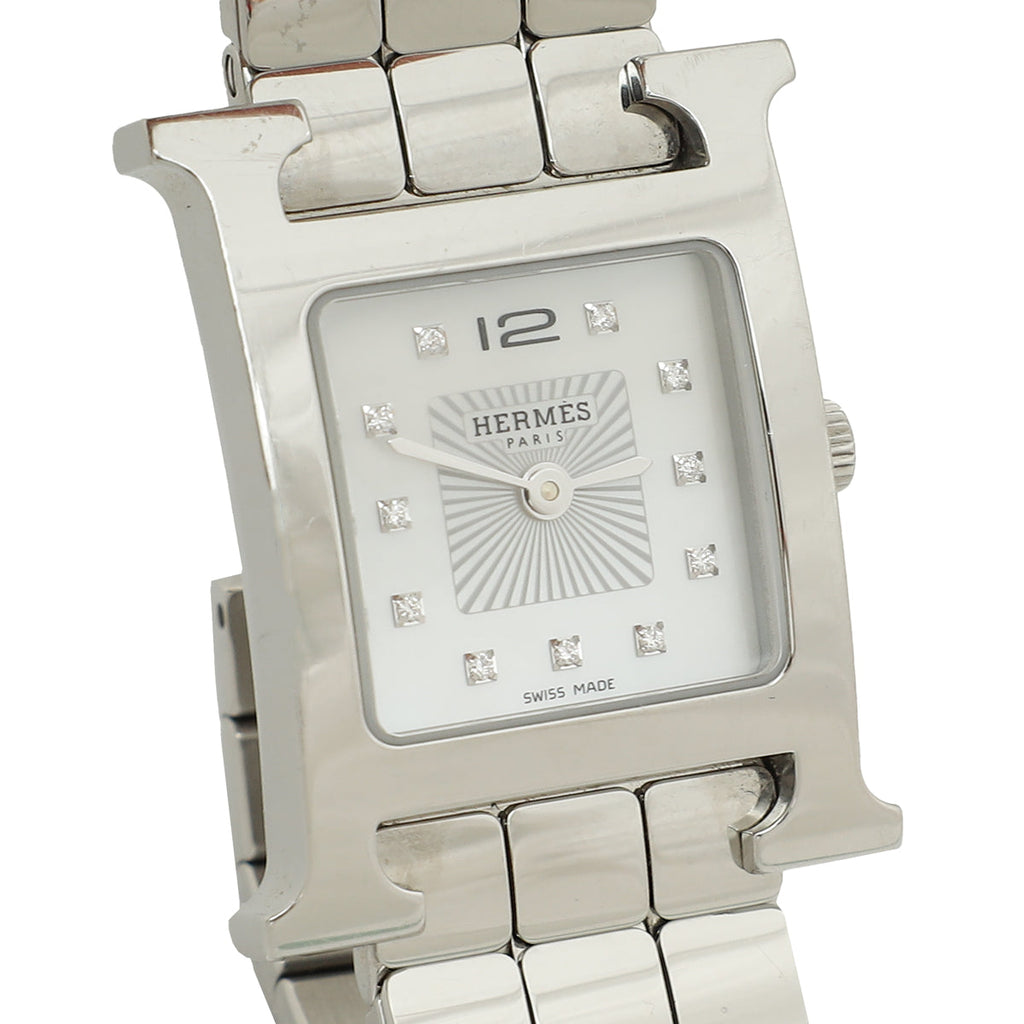 Hermes Stainless Steel Heure H 21mm Mini Model Quartz Watch
