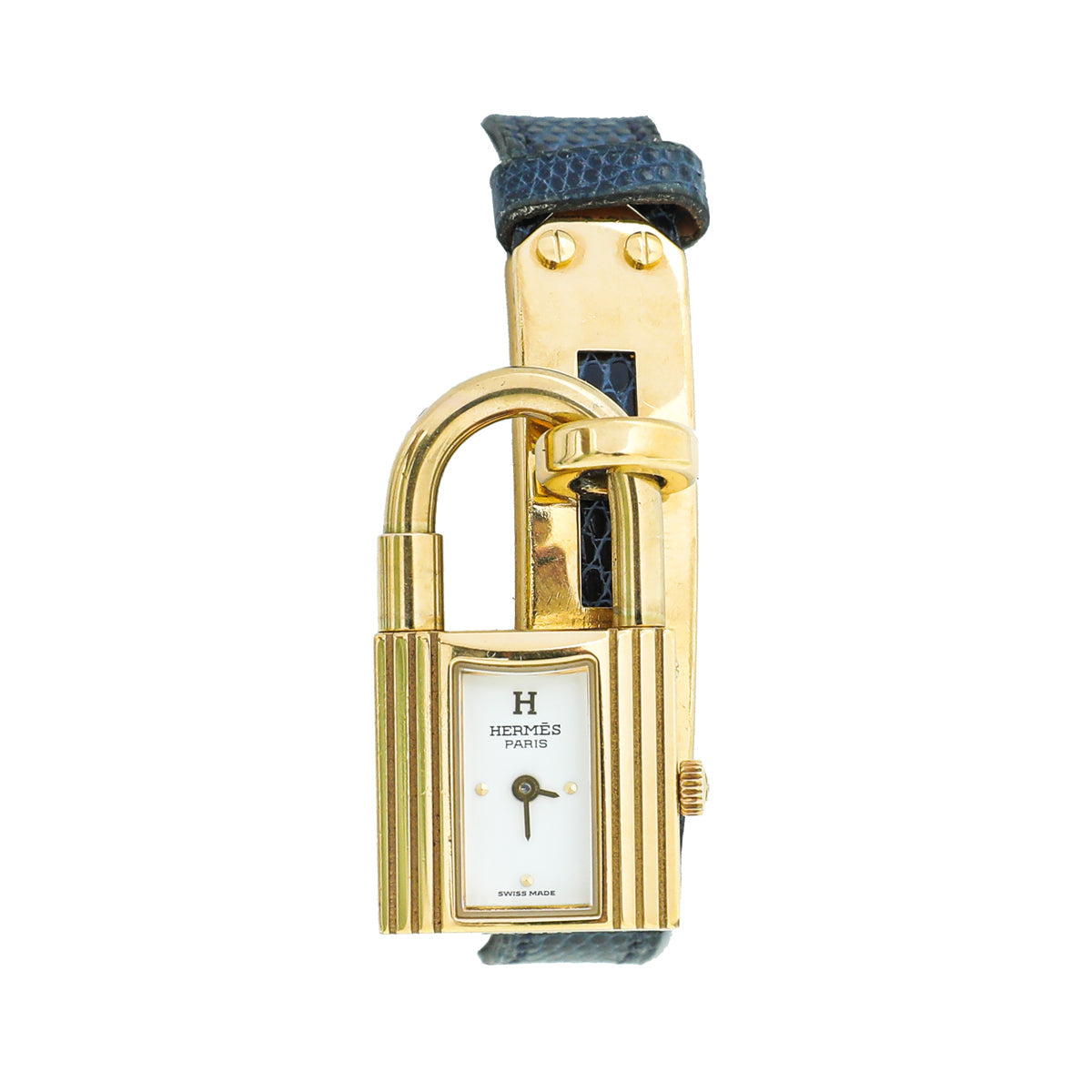 Hermes Gold Cadenas En Plaqué Single Strap Quartz Kelly Watch