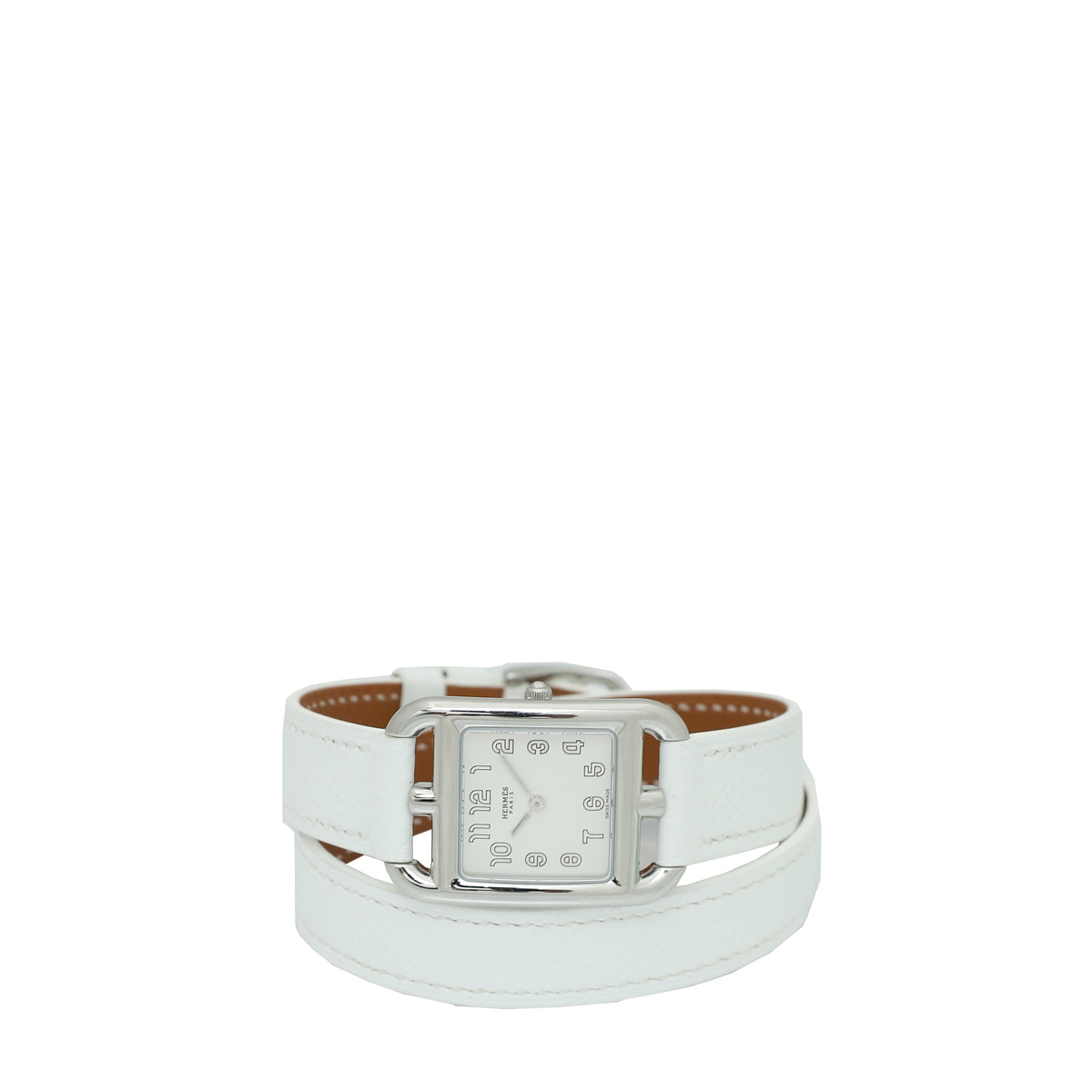 Hermes Steel White Cape Cod Double Tour Quartz Small Model Watch