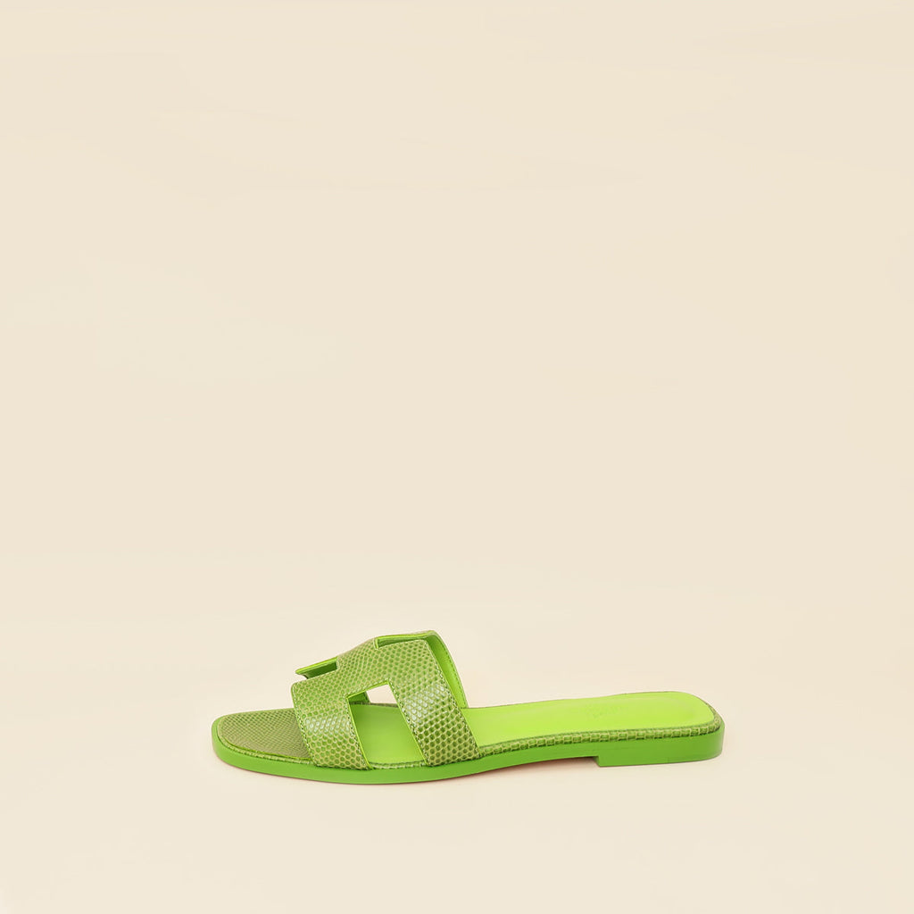 Hermes Vert Absinthe Lizard Oran Sandals 39