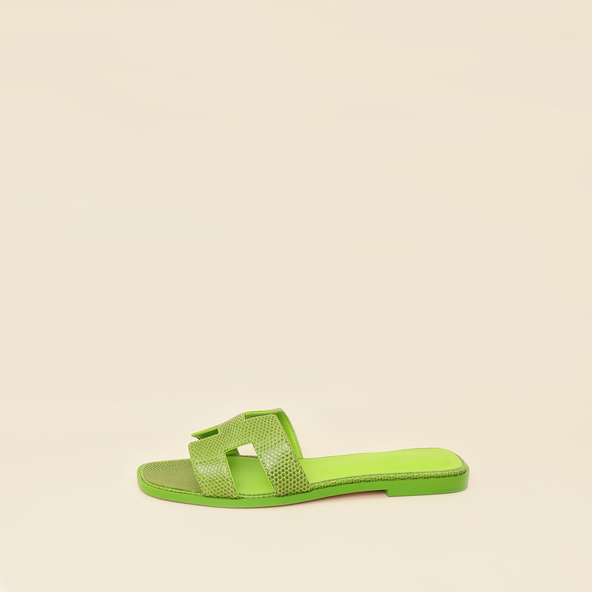 Hermes Vert Absinthe Lizard Oran Sandals 39