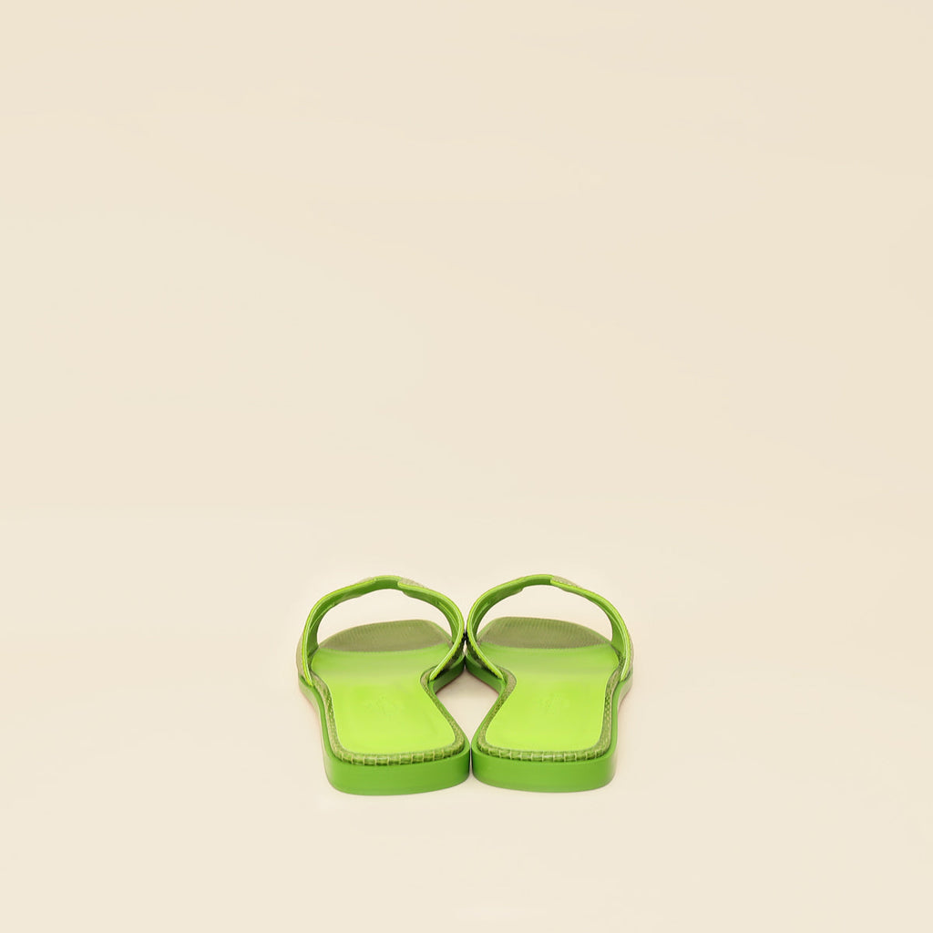 Hermes Vert Absinthe Lizard Oran Sandals 39