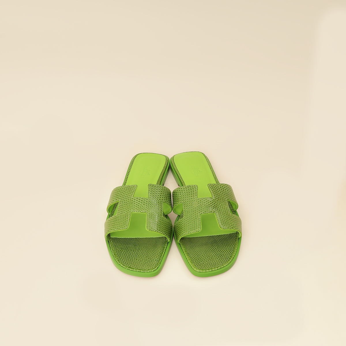 Hermes Vert Absinthe Lizard Oran Sandals 39