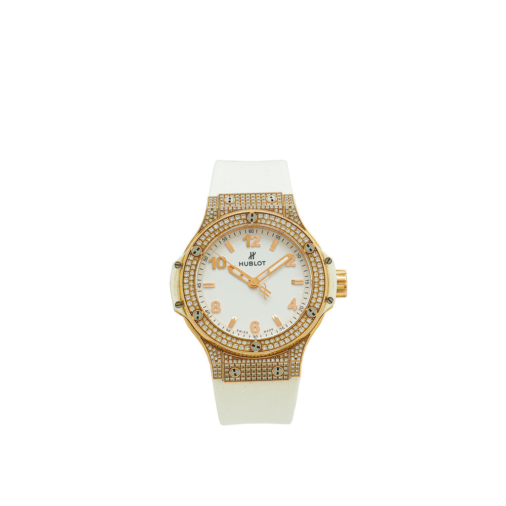 Hublot 18K Yellow Gold Diamonds Big Bang 38mm Quartz Watch