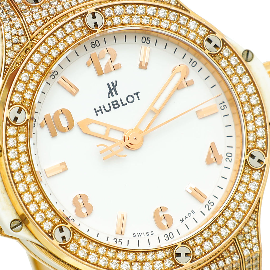 Hublot 18K Yellow Gold Diamonds Big Bang 38mm Quartz Watch