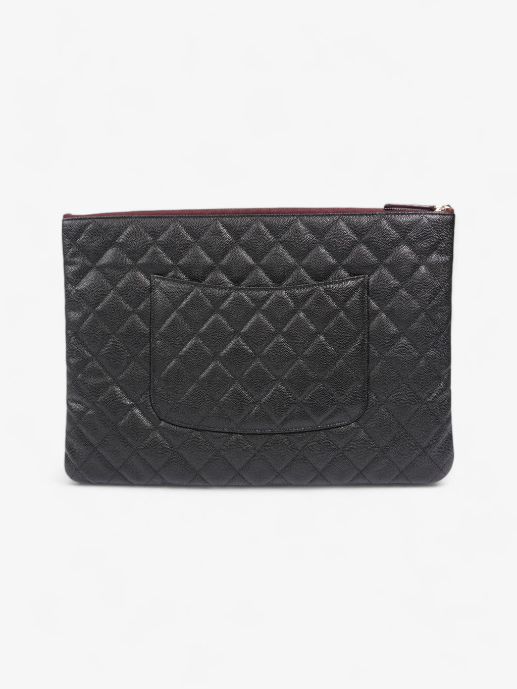 Chanel Clutch Pouch Black Caviar Leather Large