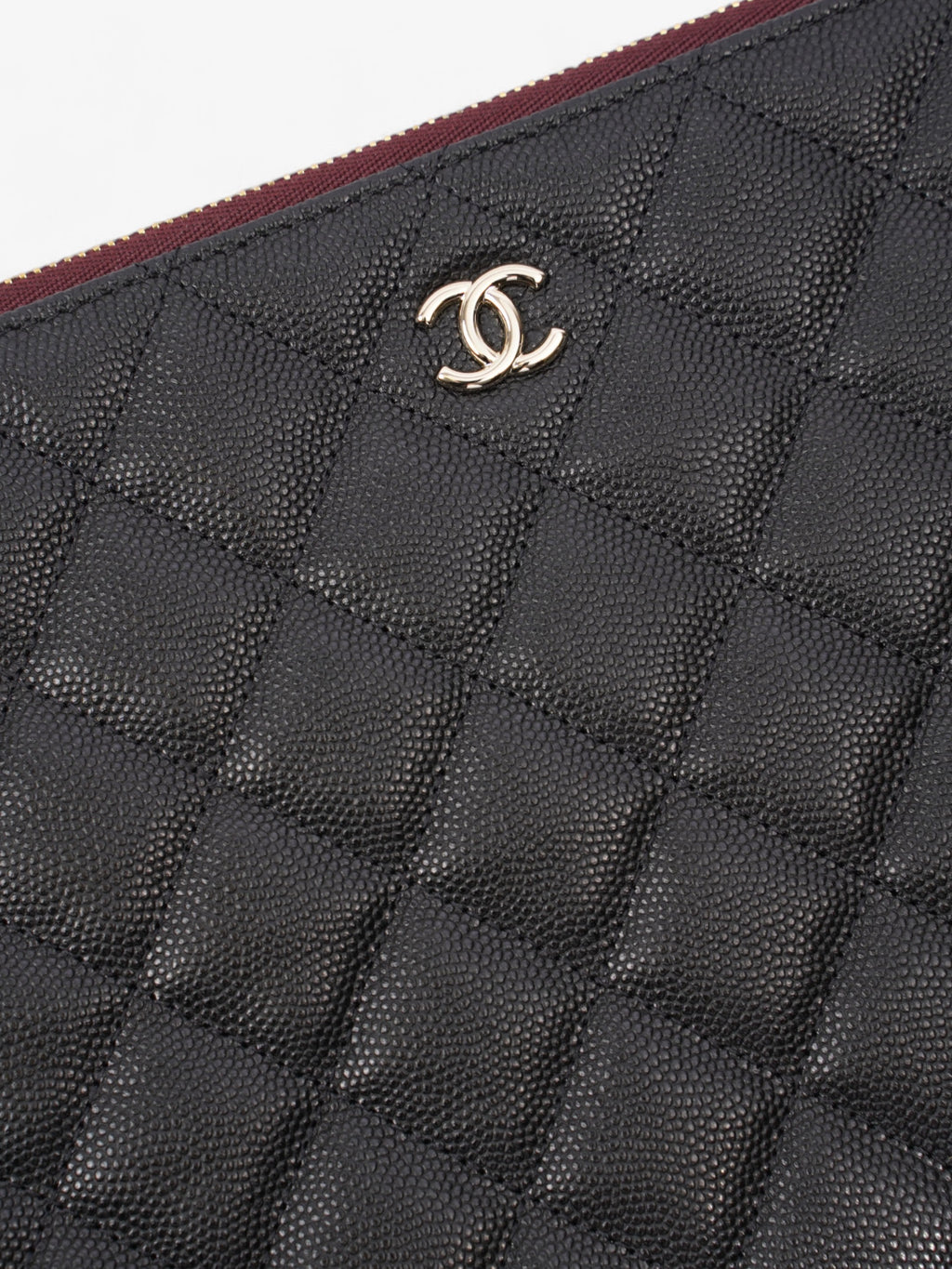 Chanel Clutch Pouch Black Caviar Leather Large