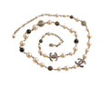 Chanel CC Faux Pearl Crystal Enamel Gold Tone Necklace