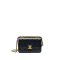 Chanel 24C gold crush mini flap bag calfskin black  (microchip)
