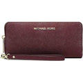 MICHAEL KORS Jet Set Continental Zip Around Leather Burgandy Wristlet
