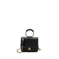 Chanel Circular Handle Quilted Flap Bag Caviar Black