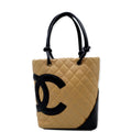 CHANEL Cambon Ligne Quilted Tote Bag Beige