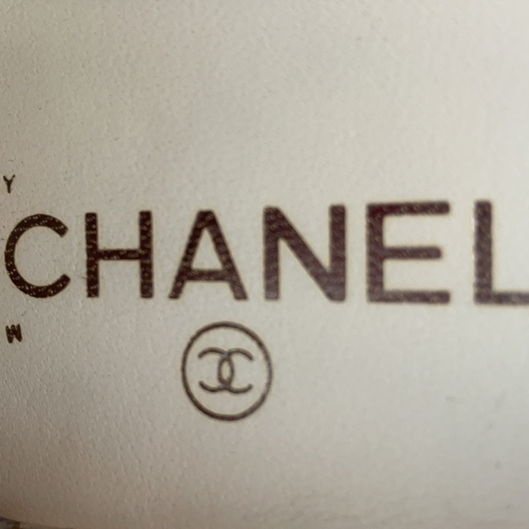 Chanel Red / Black Leather CC Cap Toe Ballet Flats Size 38.5