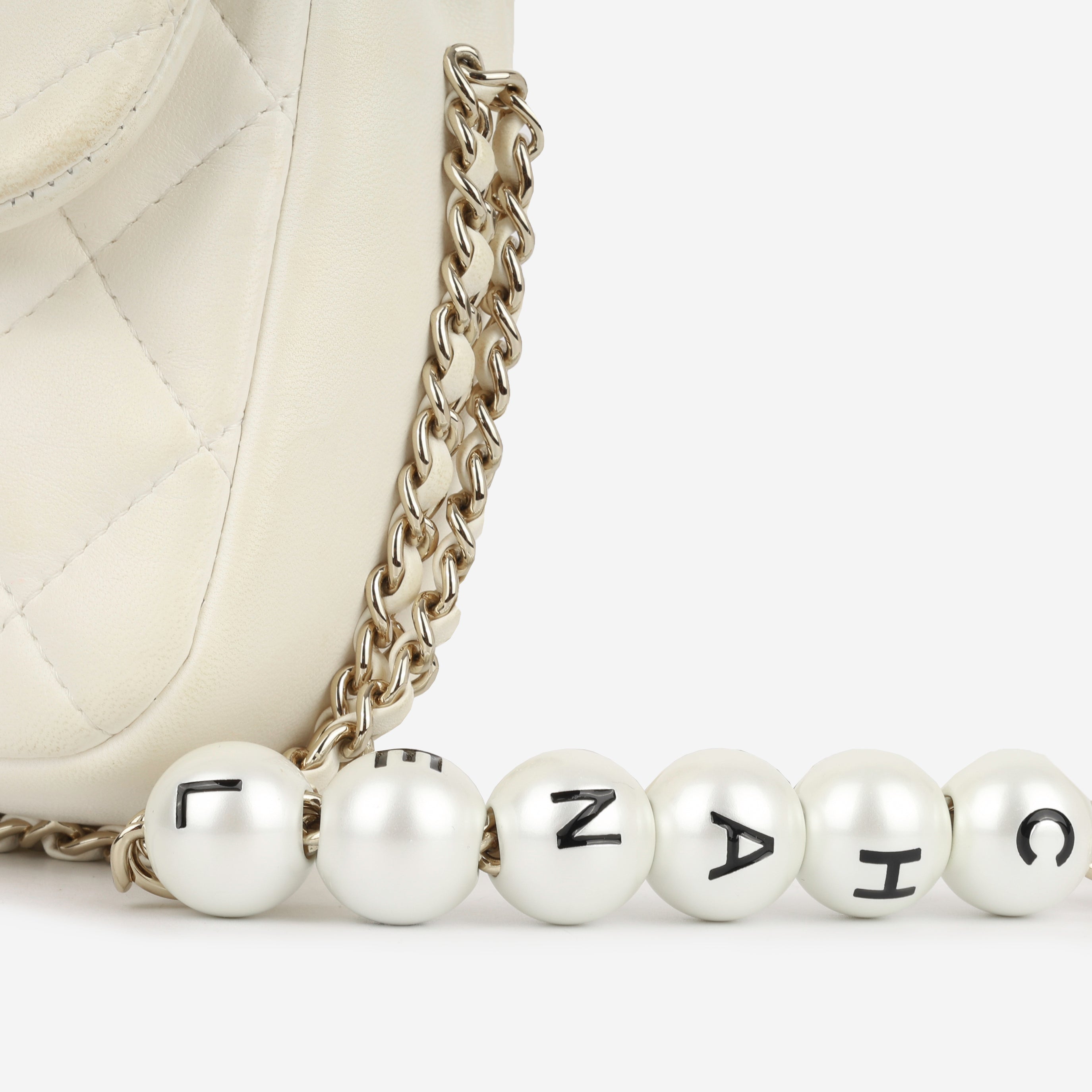 Chanel Pearl Logo Chain Around Flap