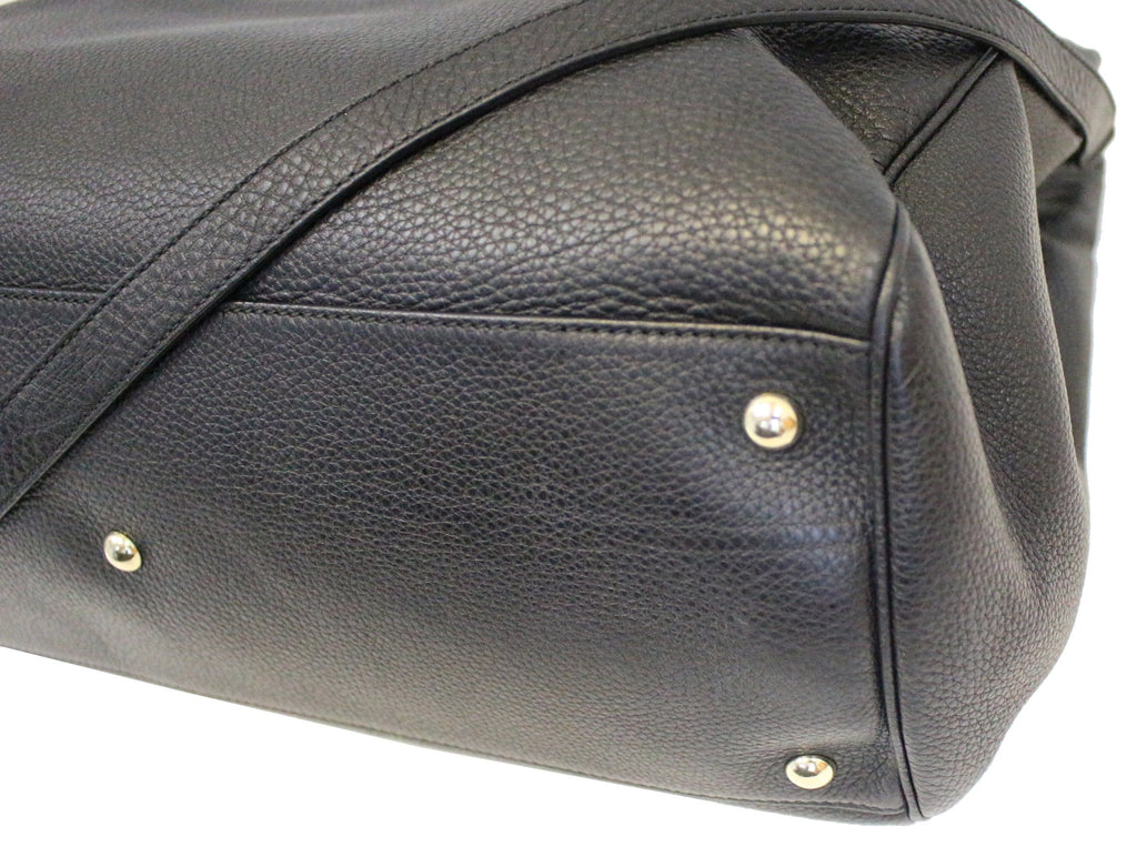 GUCCI Bamboo Shopper Black Leather Tote Bag