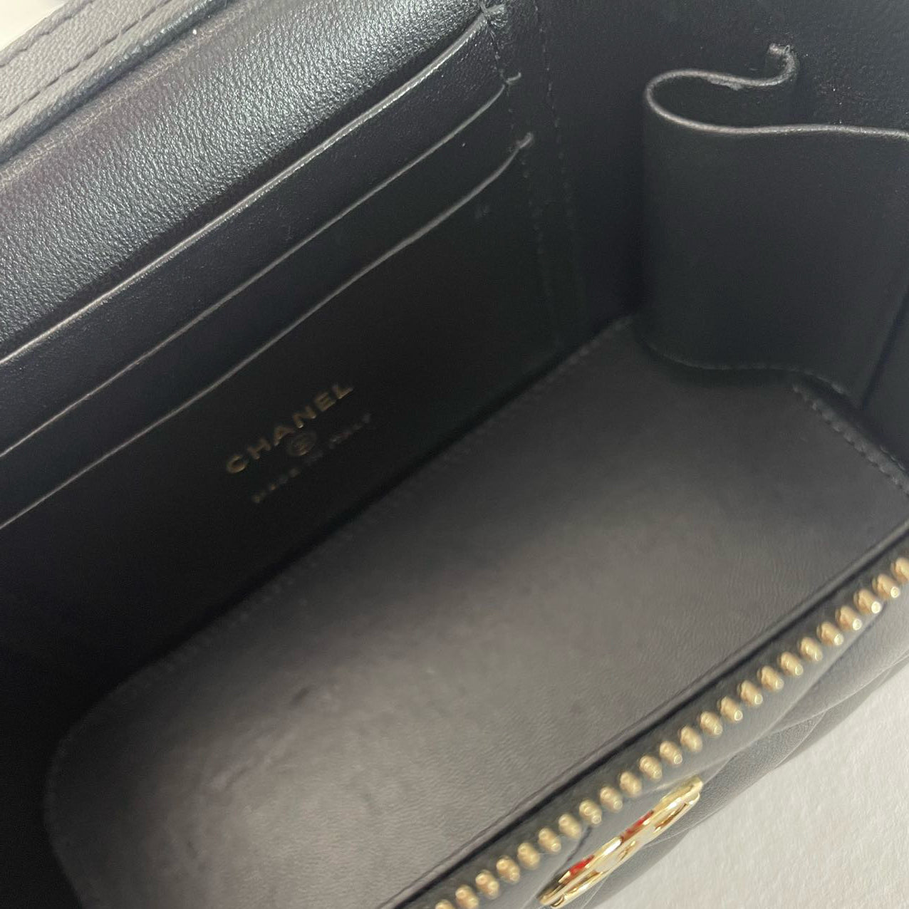 Chanel Black Small Lambskin Top Handle Vanity Case