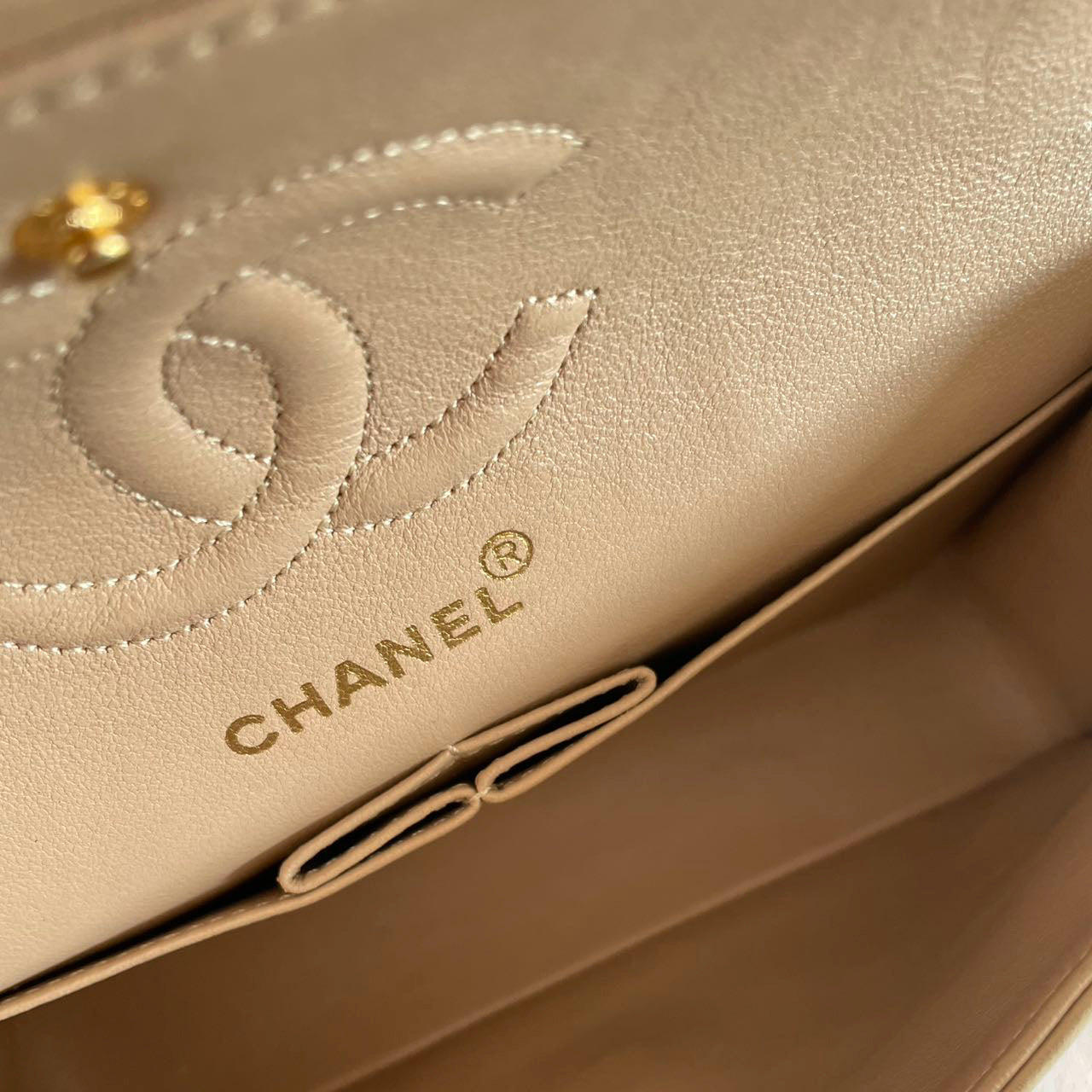 Chanel Vintage Beige Small Classic Double Flap Bag 1994