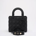Christian Dior Lady Dior Small Matte Black Tonal Bag 2021