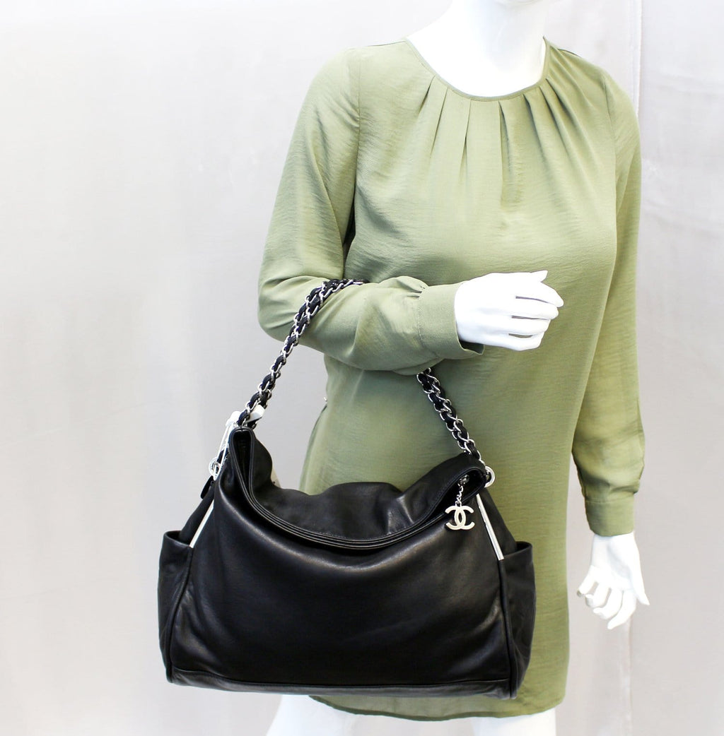 Chanel Shoulder Bag Black Lambskin Leather - CHANEL Bags