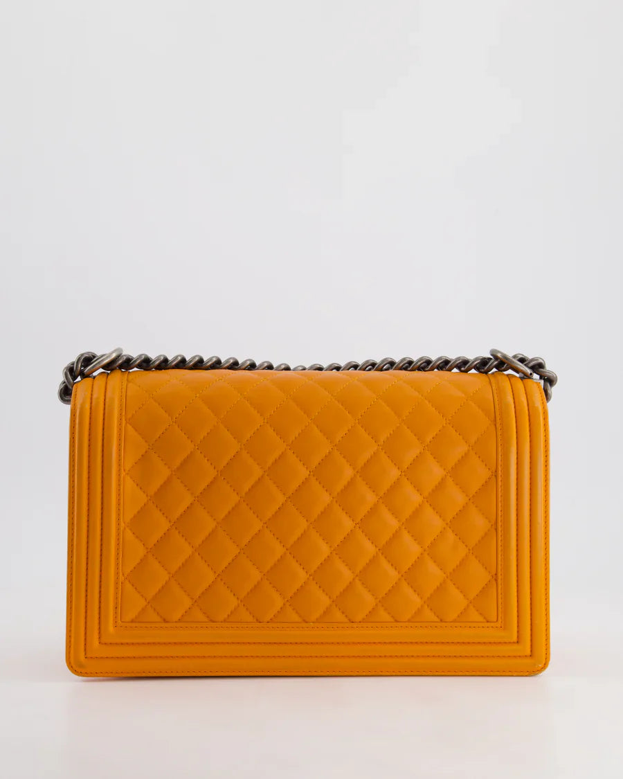 Chanel Medium Boy Bag Lamb Orange 2015
