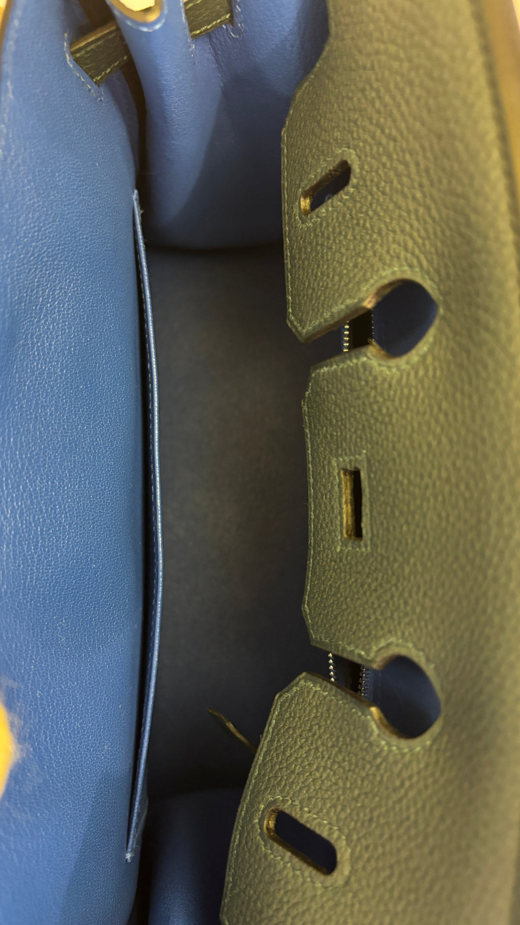 Hermes Birkin 25 handbag in Green Cyprès and Blue Zellige Officier Togo Leather 2018