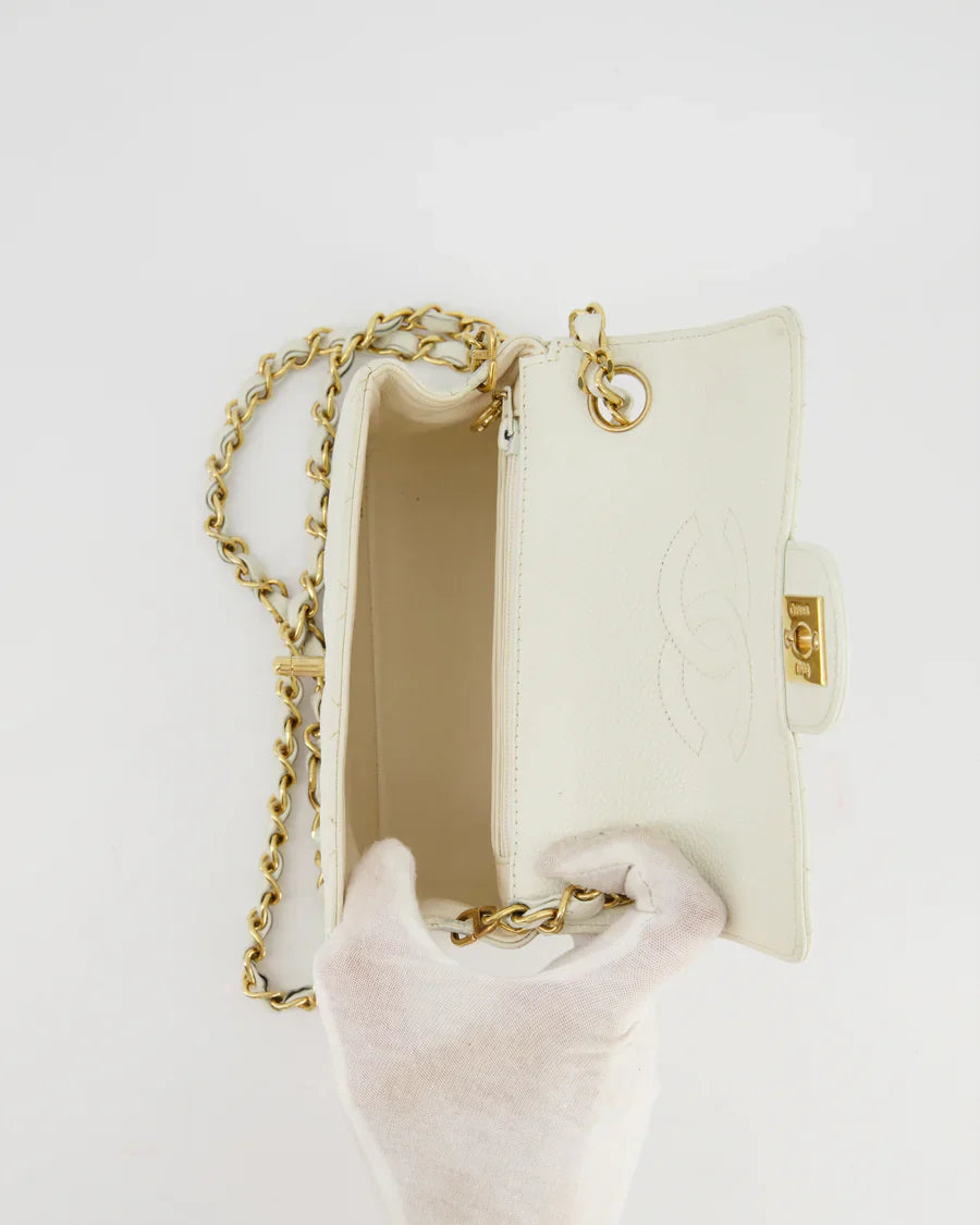Chanel Vintage Mini Square Flap Caviar White 2004
