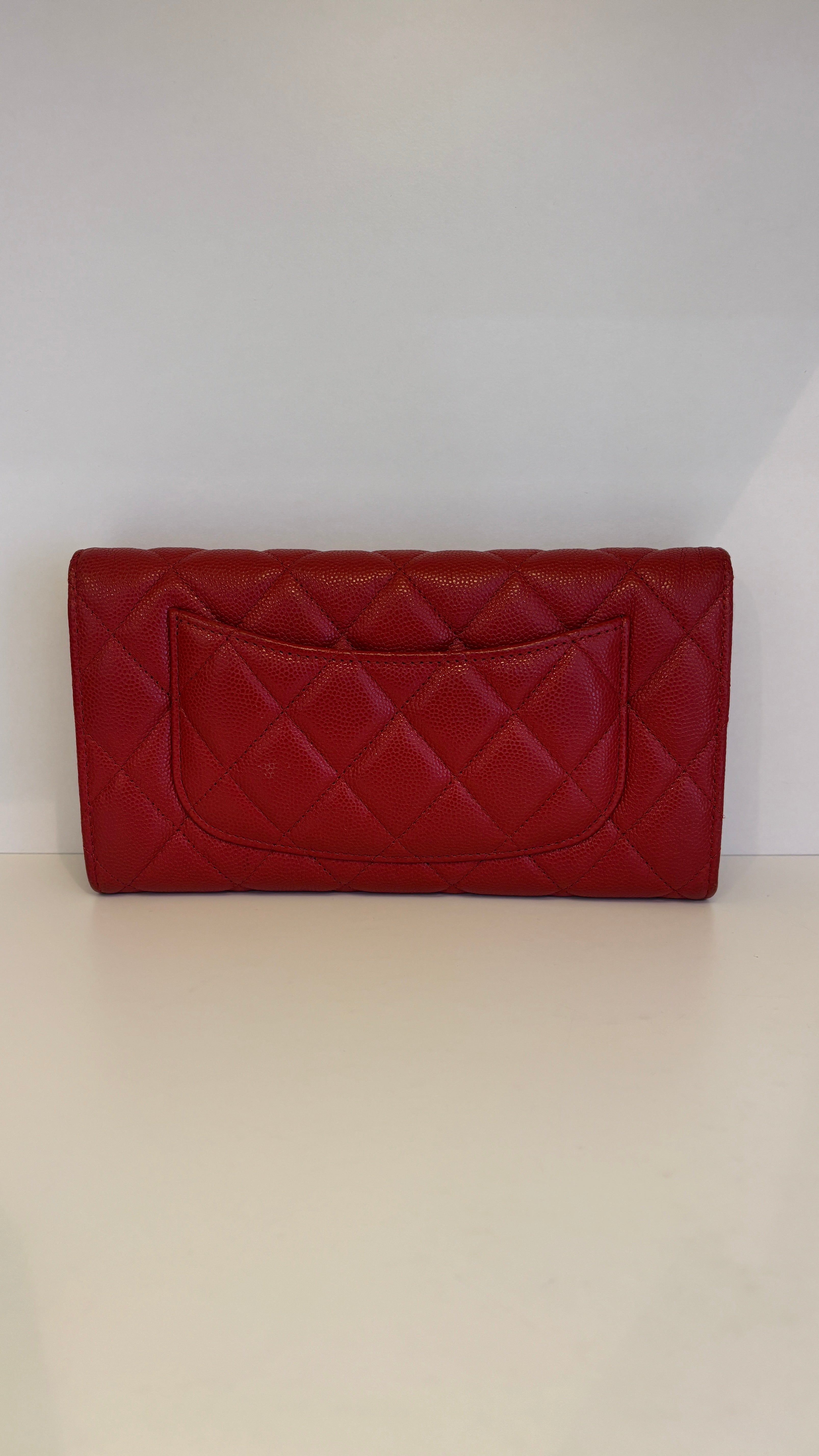 Chanel Classic Long Flap Wallet Caviar Red 2020