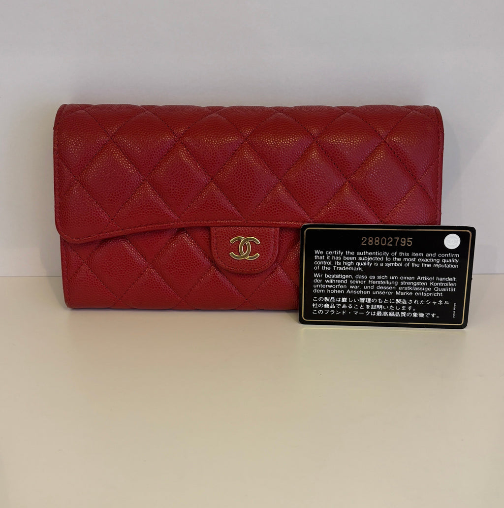 Chanel Classic Long Flap Wallet Caviar Red 2020