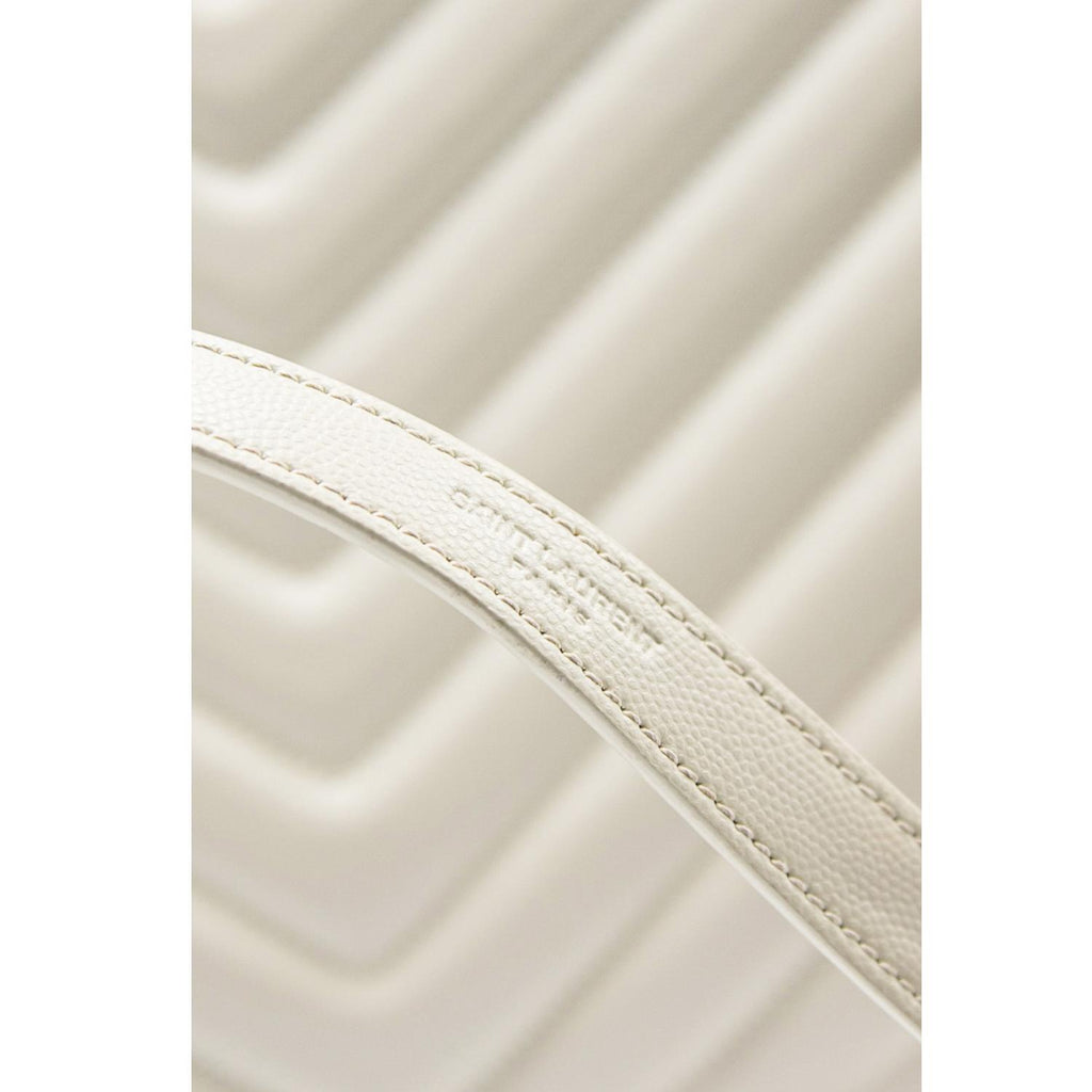 YVES SAINT LAURENT Tribeca Medium Grain De Poudre Leather Shoulder Bag White