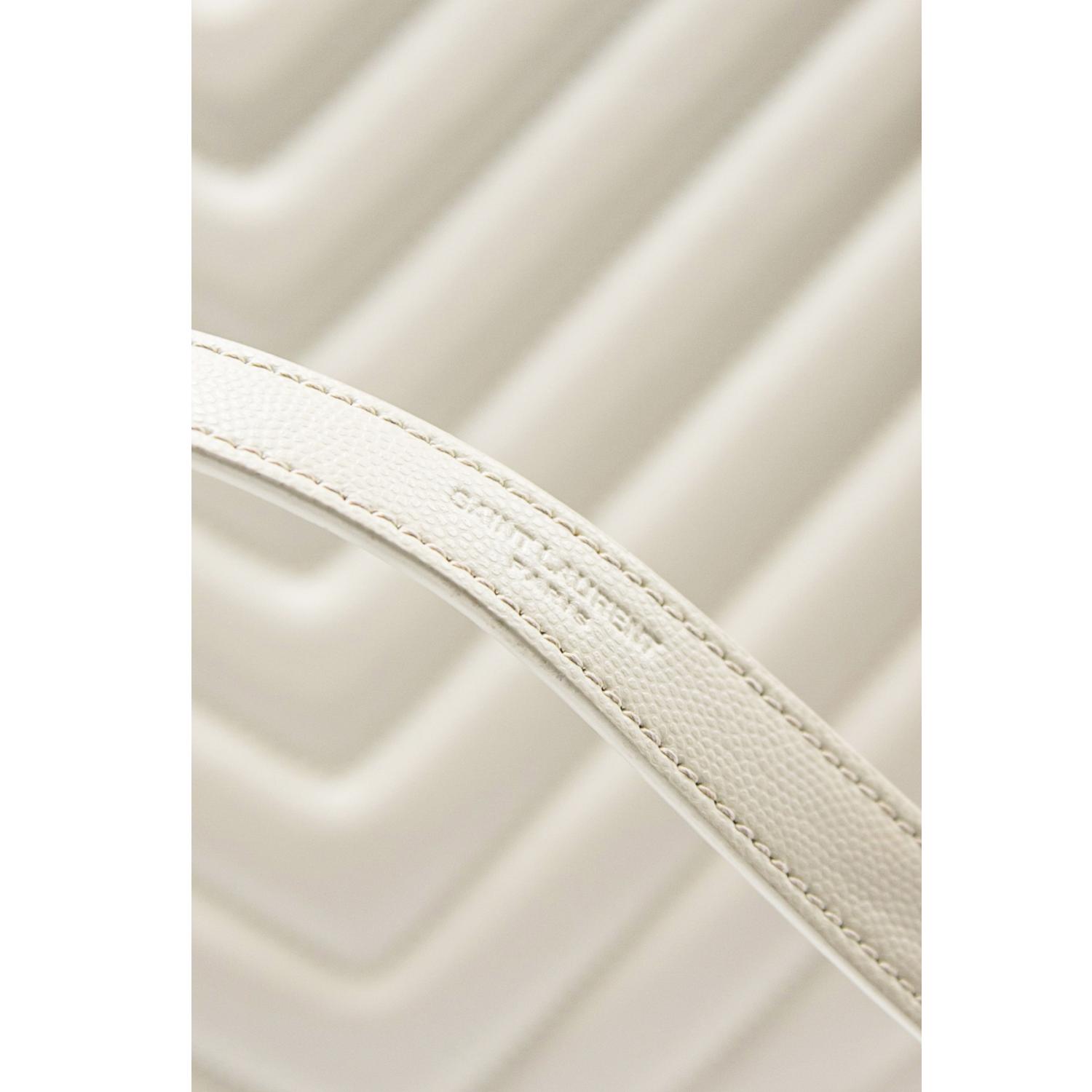 YVES SAINT LAURENT Tribeca Medium Grain De Poudre Leather Shoulder Bag White