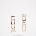 Chanel Gold Metal 'CHA' 'NEL' Logo Letter Drop Earrings